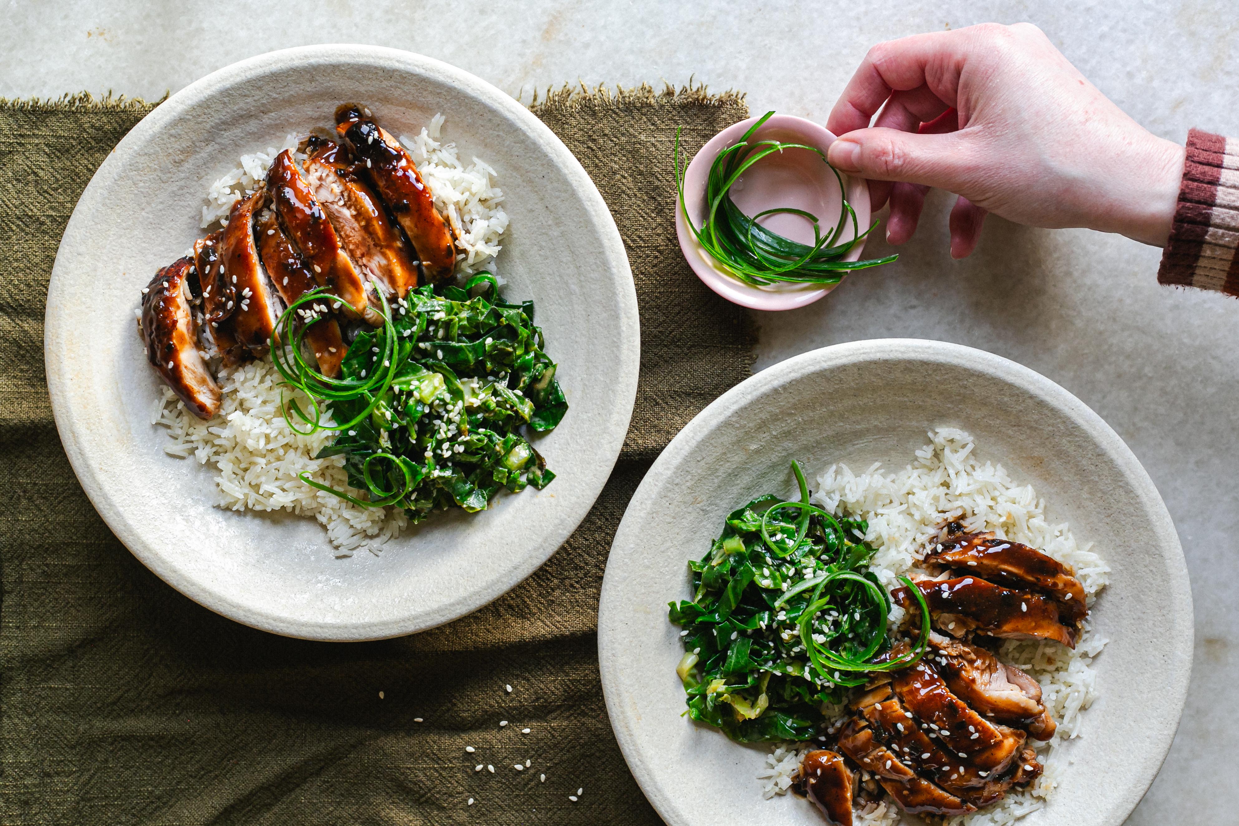 Teriyaki Chicken with Miso Sesame Greens