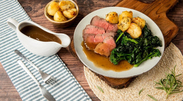 Roast Beef with Crispy Rosemary Roast Potatoes & Green Veg