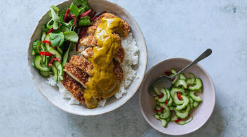 Chicken Katsu Curry with Cucumber & Chilli Pickle