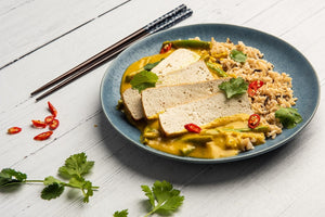 Crispy Tofu Katsu Curry with Green Beans