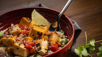 Sweet & Sour Sticky Tofu with Wild Rice & Edamame Beans