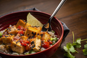 Sweet & Sour Sticky Tofu with Wild Rice & Edamame Beans