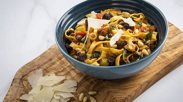 Caponata (Mediterranean Vegetable) Pasta with Parmesan & Pine Nuts