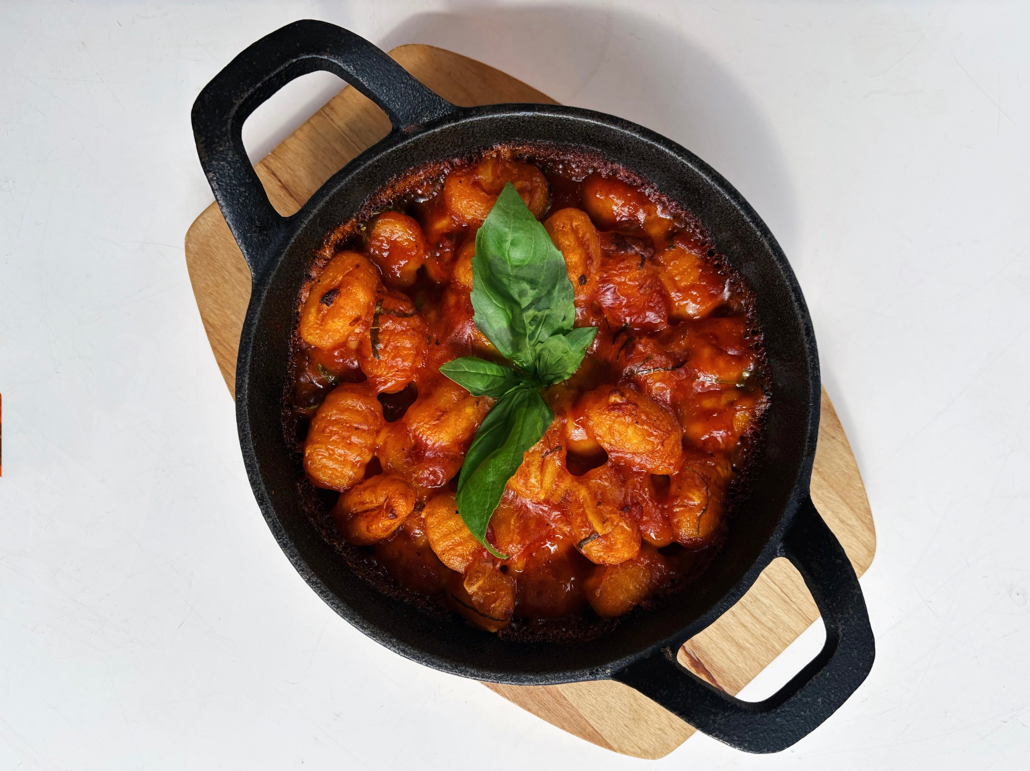 Spicy Arrabbiata Gnocchi Bake with Basil Oil