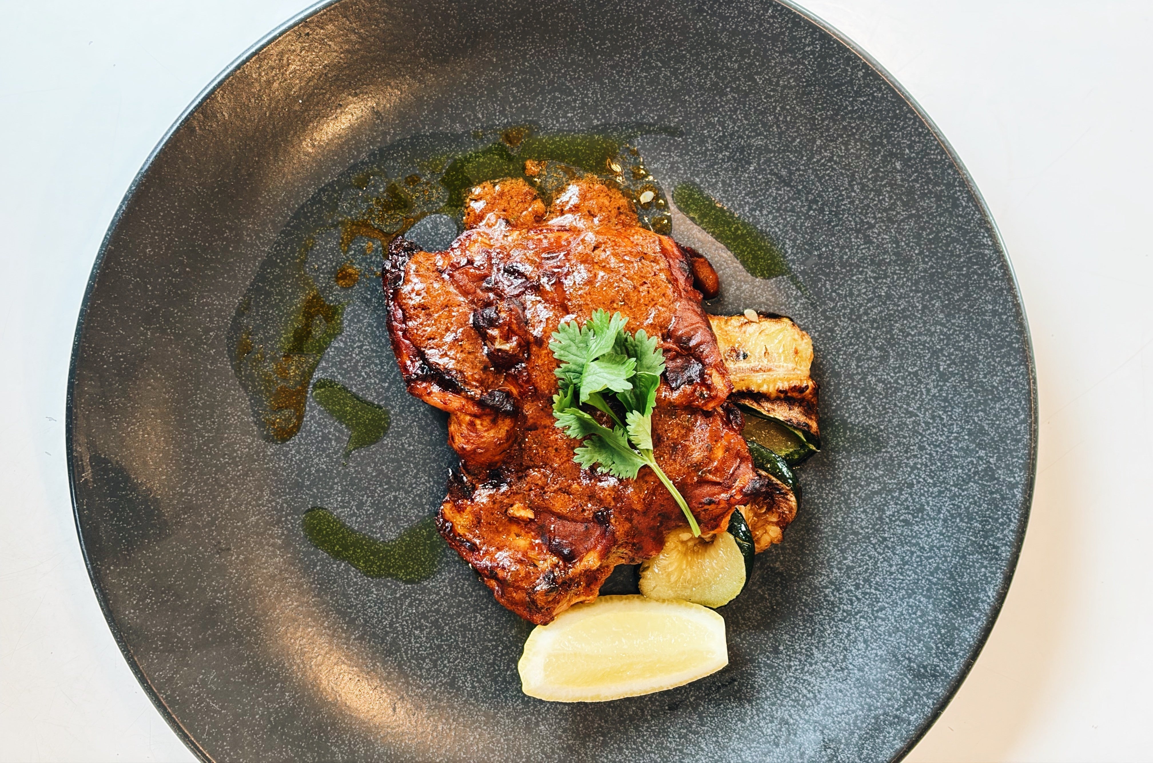 Tikka Masala Spiced Roast Chicken with Coconut Coriander Rice & Charred Courgettes