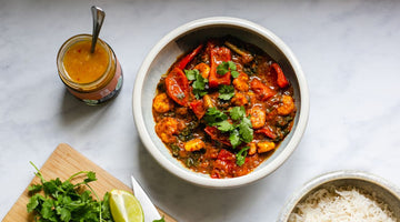 Prawn & Pepper Jalfrezi Curry with Mango & Pineapple Chutney