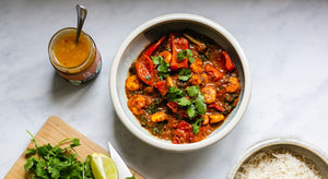 Prawn & Pepper Jalfrezi Curry with Mango & Pineapple Chutney