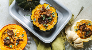 Pumpkin Risotto with Crispy Oyster Mushrooms