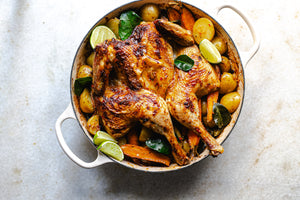 One-Pan Thai Red Curry Spatchcock Roast Chicken